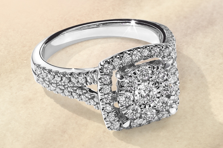 Composite - cluster diamond engagement ring
