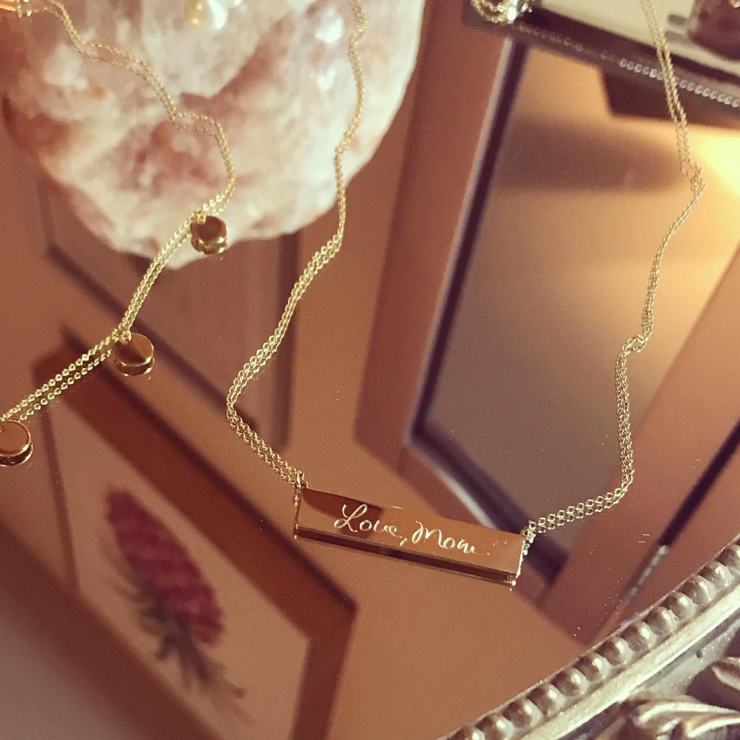 mothers bar necklace with children's names