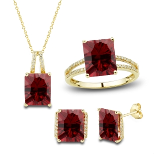 Matching ruby necklace, earrings and ring