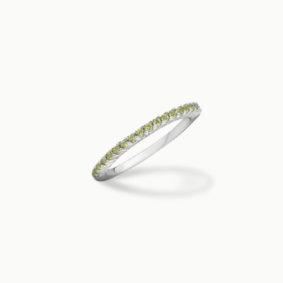 Sterling silver band with peridot.