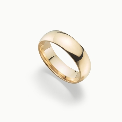Yellow gold band with no stones.