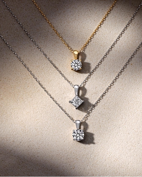 Diamond solitaire pendants