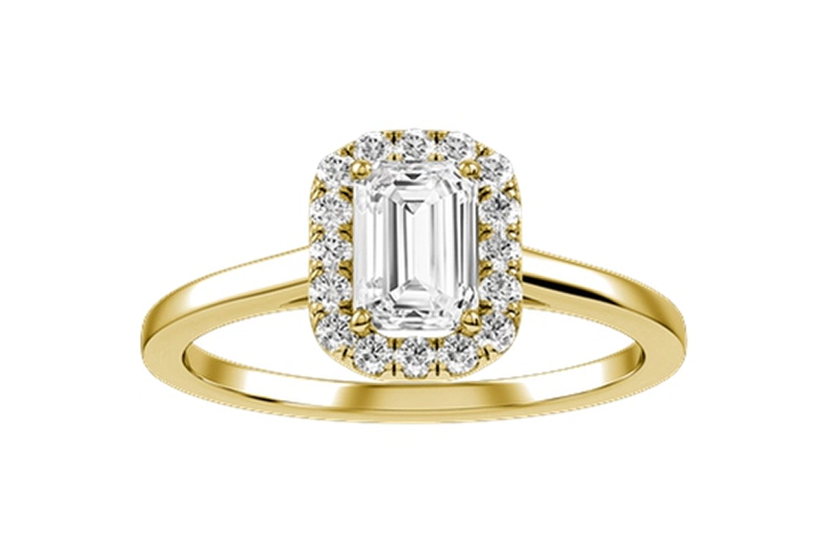 Halo emerald engagement ring