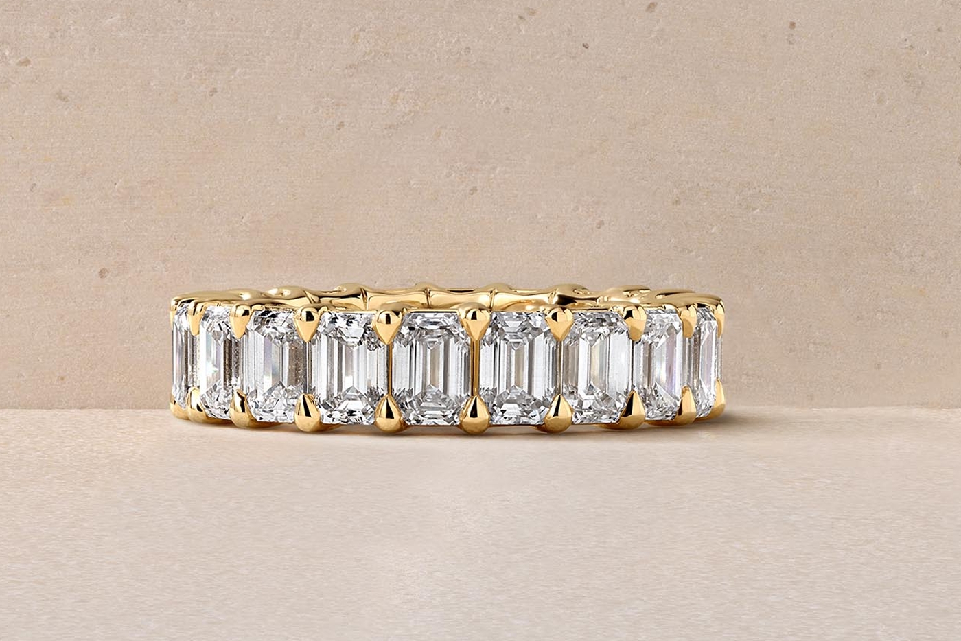 Emerald cut wedding band