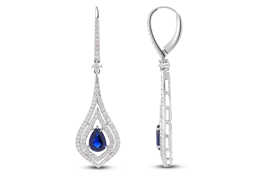 Sapphire and diamond drop earrings