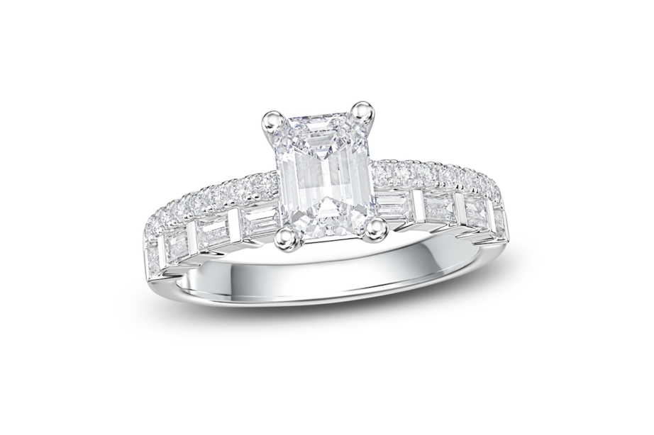 Emerald cut engagement ring