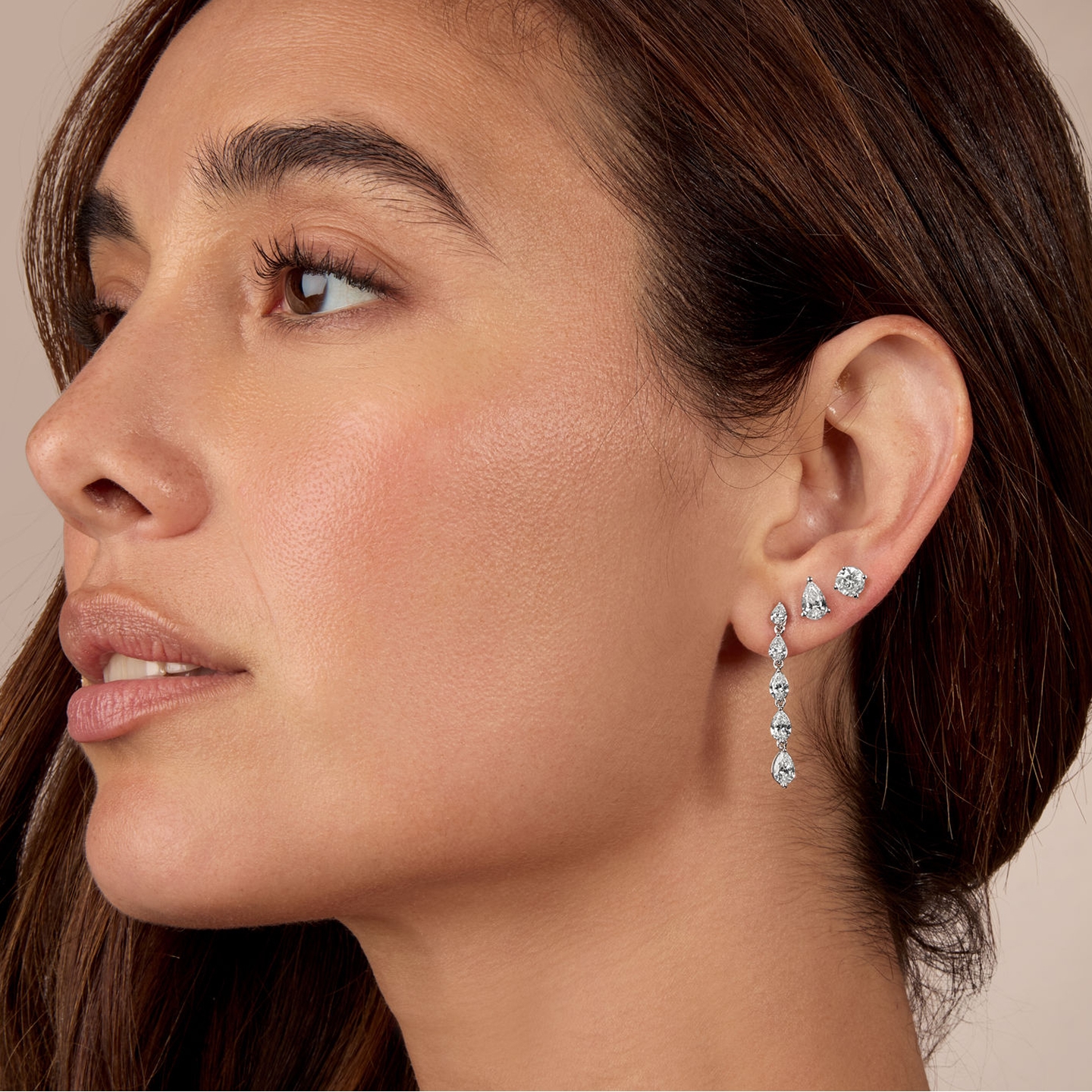 model with diamond earrings