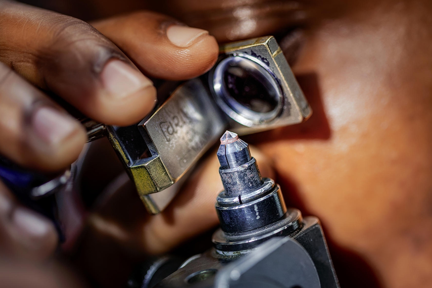 diamond being examined