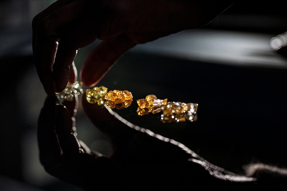 colored diamonds on a table