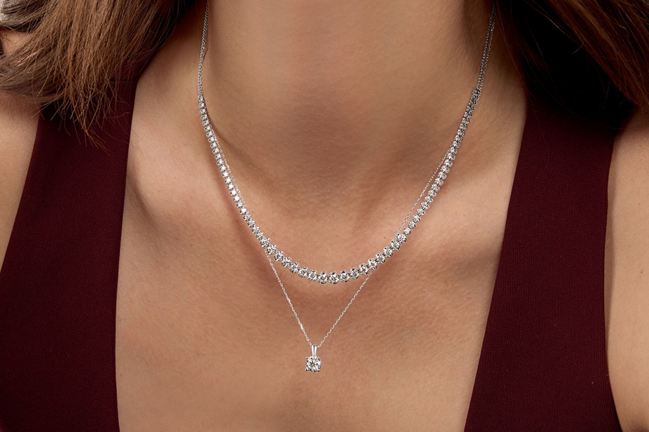diamond necklaces stacked