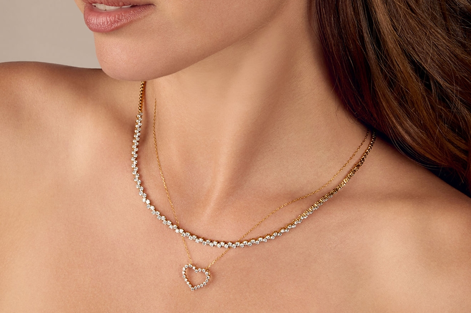 diamond necklaces stacked
