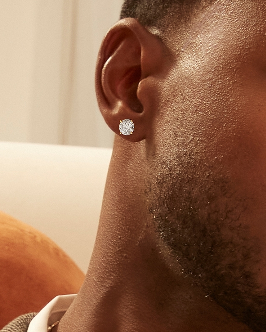 Diamond solitaire earrings for men