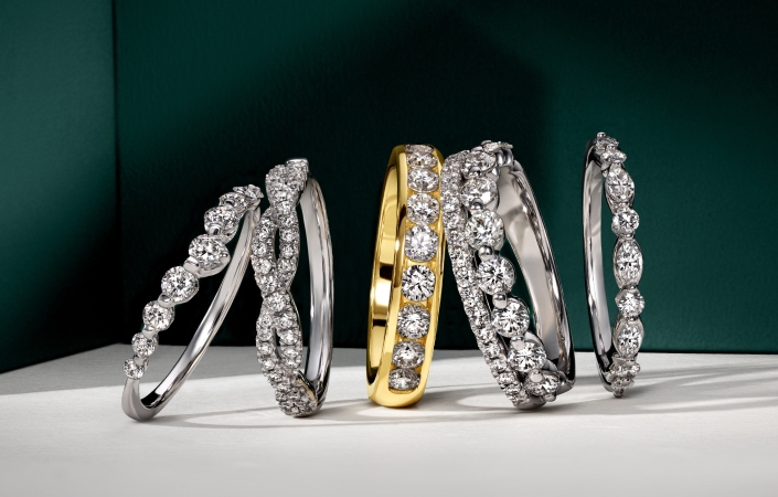Diamond anniversary rings in white gold