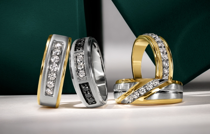 White gold diamond engagement ring with emerald-cut diamond center