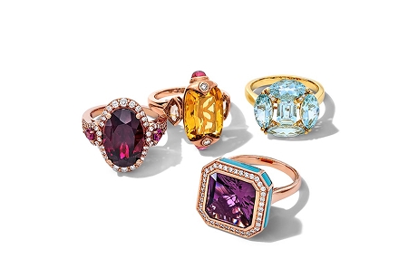 Multiple gemstone cocktail rings in various colors
