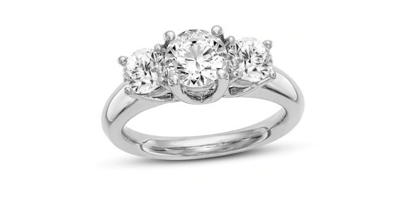 three-stone diamond engagement ring