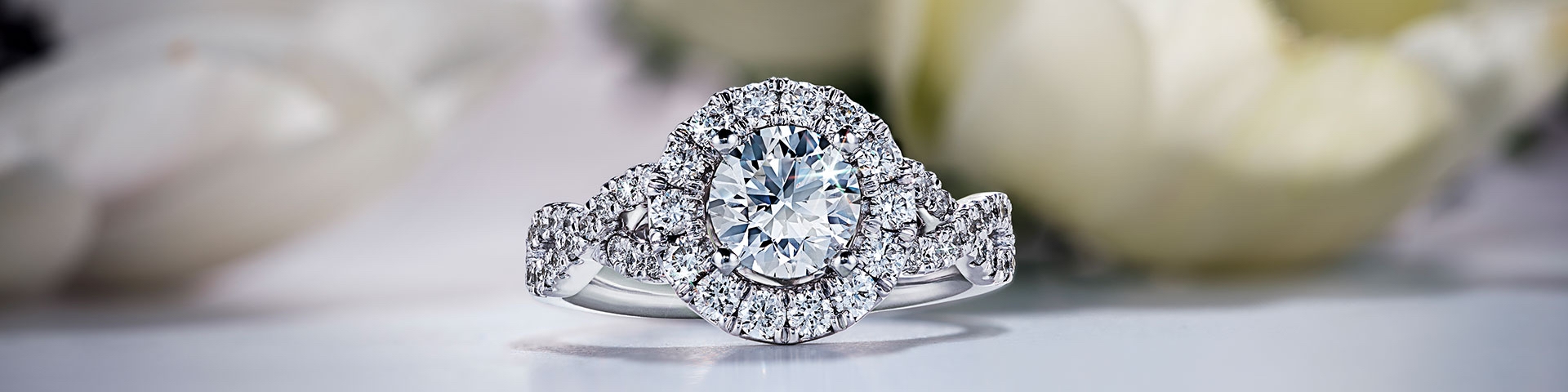 round diamond halo ring, shop round diamond engagement rings