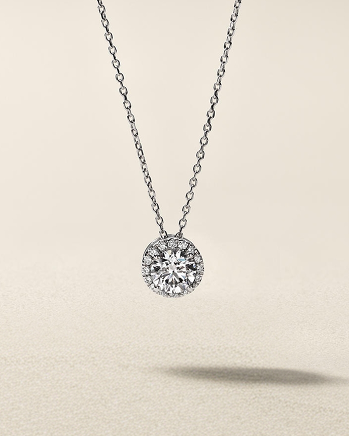 Solitaire white gold diamond necklaces