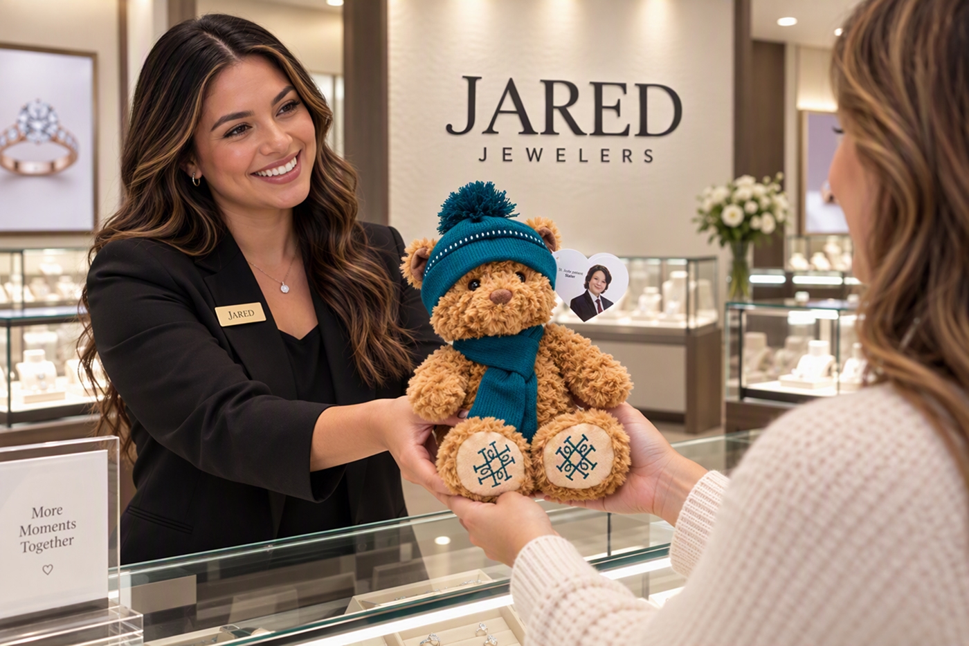 Store employee with St. Jude bear
