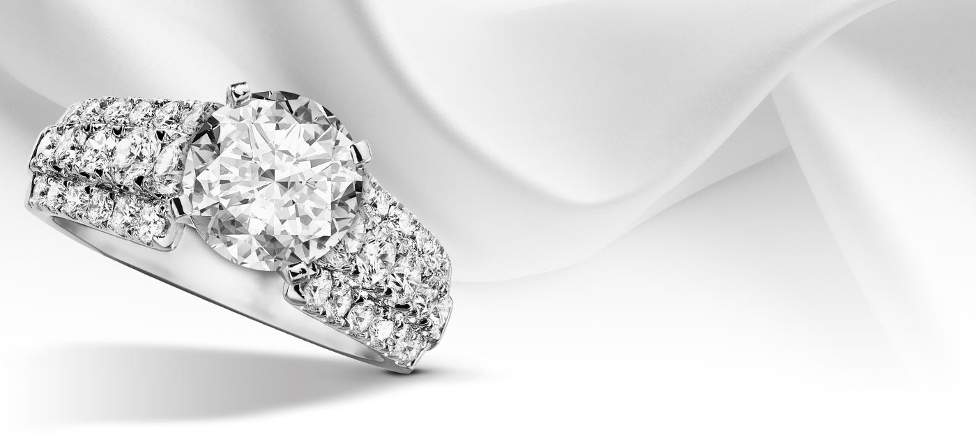 3 Row Shank Diamond Engagement Ring Princess Semi Mount 18k W Gold (1.7Ct.  tw.)