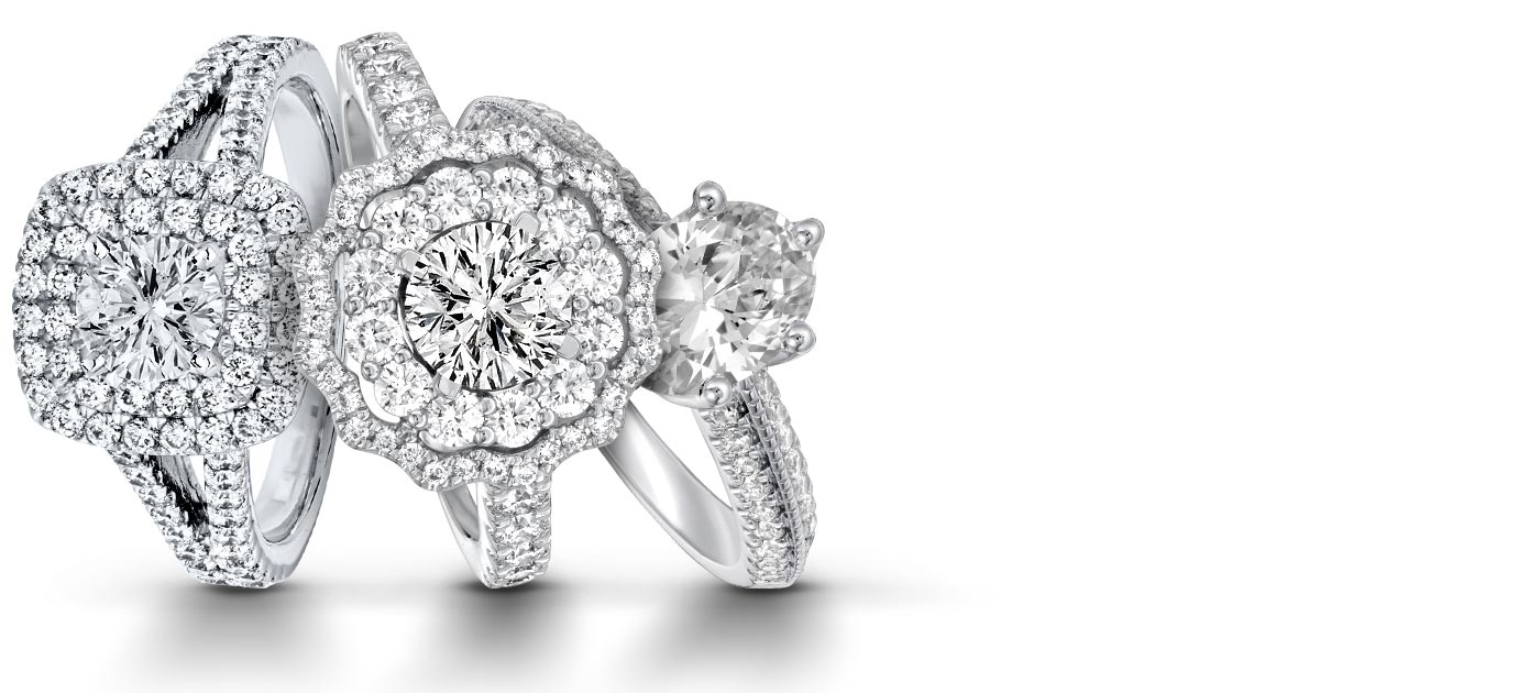 Three-Row Pave-Illusion & Hidden Halo Diamond Engagement Ring | R2244W |  Valina Engagement Rings