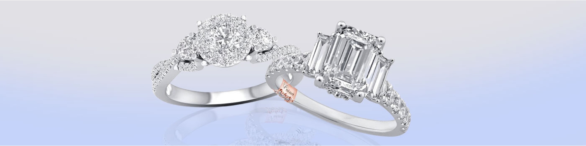 Pair of 3 stone engagement rings