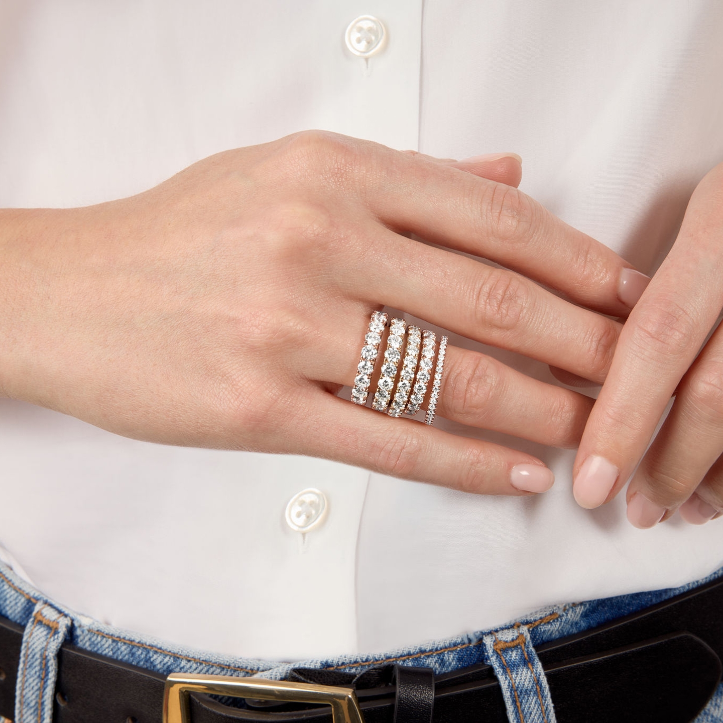 stack of rings on a hand