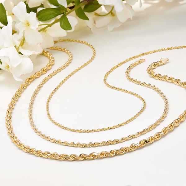 30% Off Select 14-18K gold chains during May is gold month.