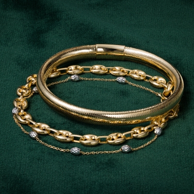 Explore gold jewelry styles in all colors and karats