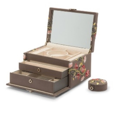 Wolf Zoe Medium Velvet Embroidered Jewelry Box