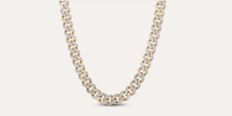 Men's yellow gold diamond chain necklace