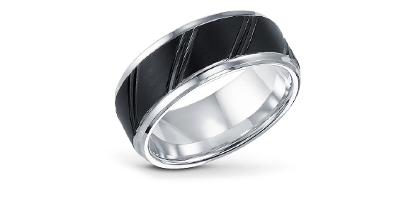 mens tungsten two toned ring