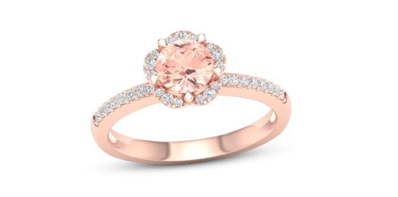 Morganite Halo Engagement Ring set in rose gold