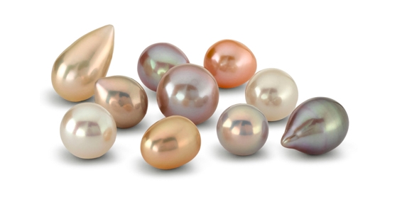 multiple natural pearls in varying colors and shapes