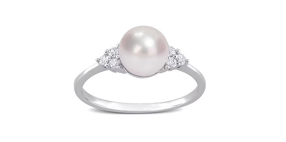 Cultured pearl flower fashion ring