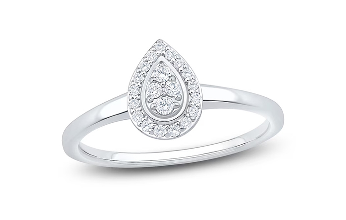 Diamond promise ring with halo in 14K white gold
