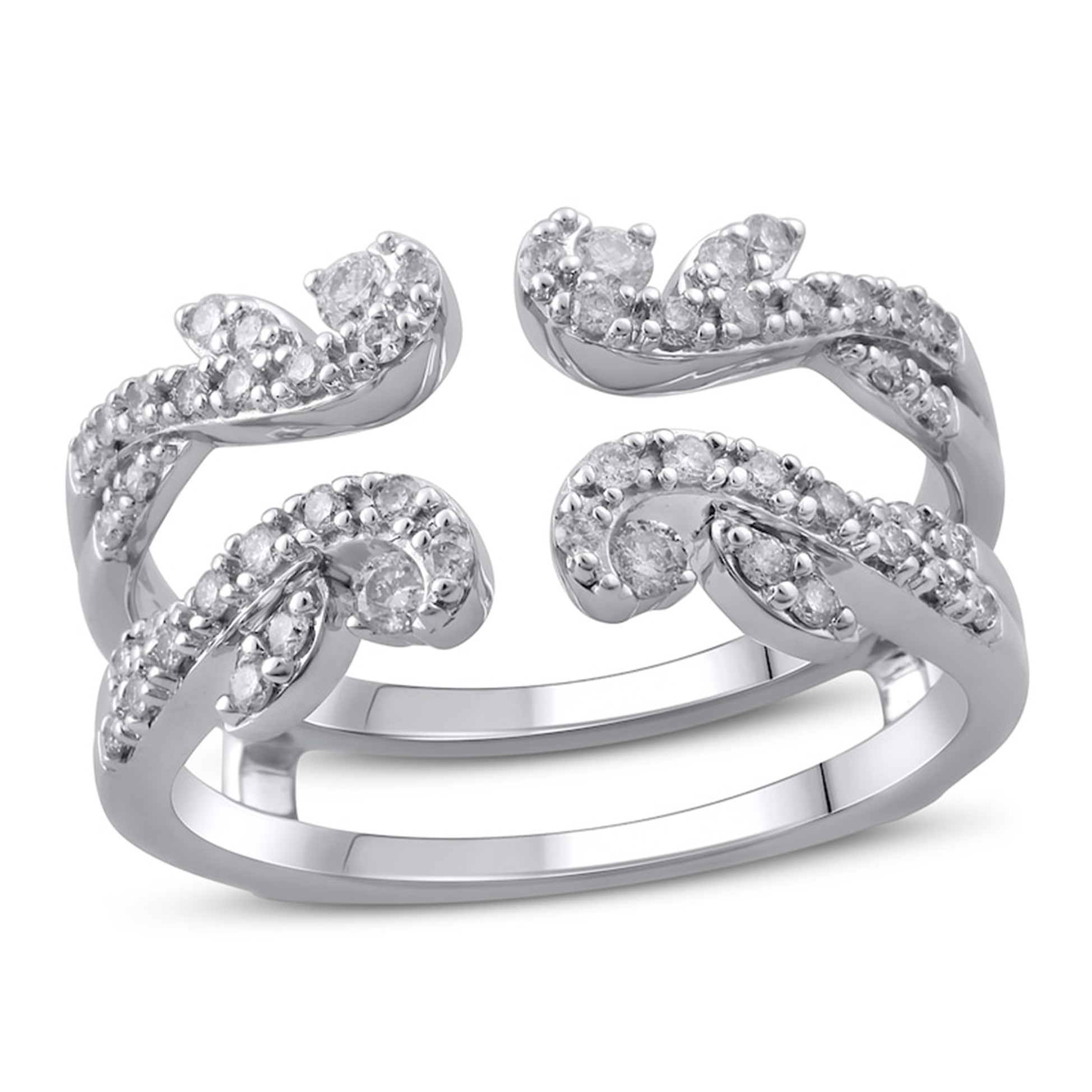 White gold diamond enhancer ring with nature-inspired theme