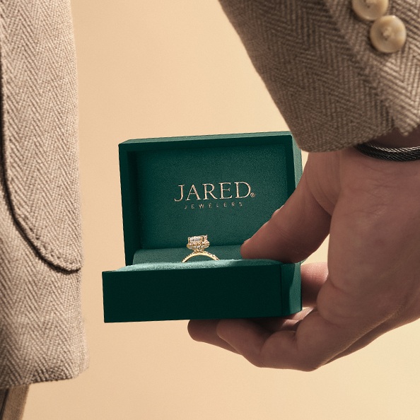 Woman holding a Jared Jewelers bag