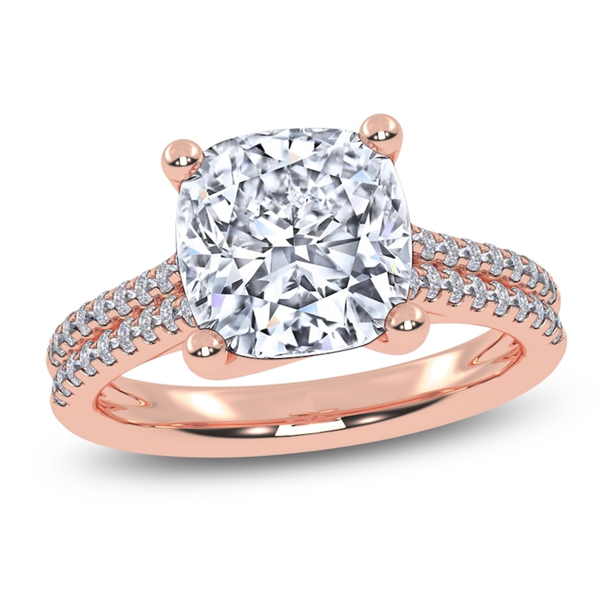 Image of cushion cut diamond engagement ring.
