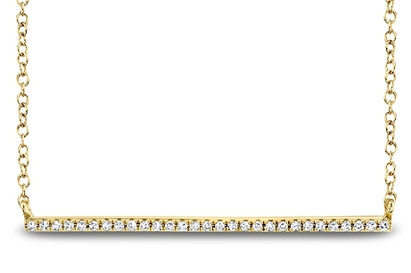 Image of diamond bar neckalce with 14K white gold.