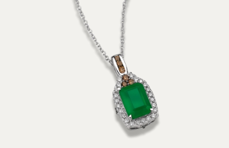 Natural Emerald Necklace 1-1/6 ct tw Diamonds 14K White Gold | Jared