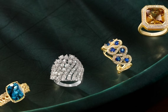 Image of an assortment of statement rings.