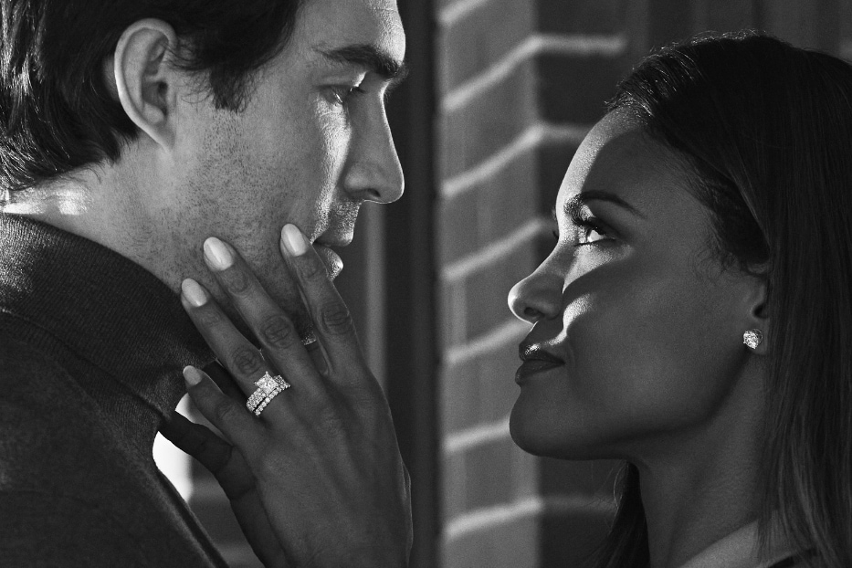 Black and white image of a couple.