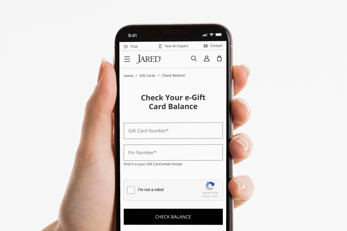 Check the balance of your Jared e-Gift Card