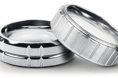 Image of two cobalt alloy rings with chromium.