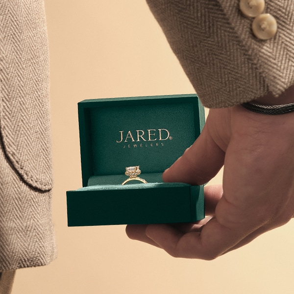 Image of a man holding an Engagement Ring from Jared