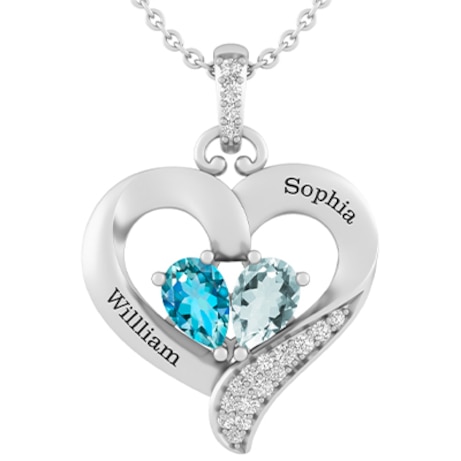 Personalized blue topaz necklace