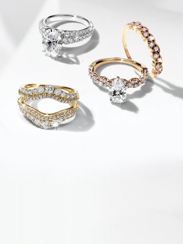 Multi-tone gold and diamond rings