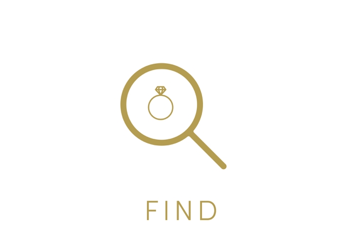 Magnifying glass gold icon on white background