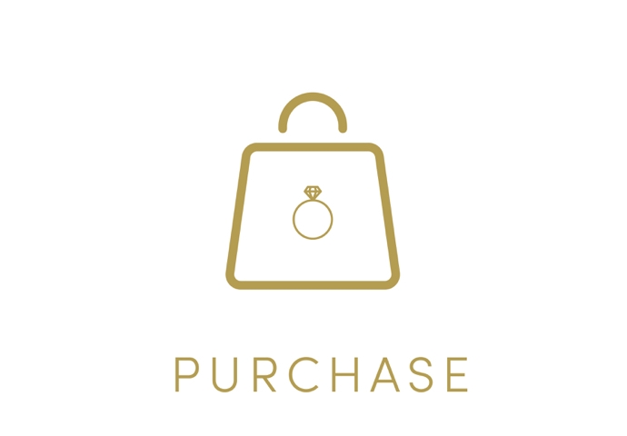 Shopping bag gold icon on white background